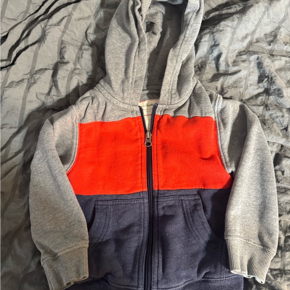 Hanna Andersson Gray, Red, and Blue Kids Hoodie